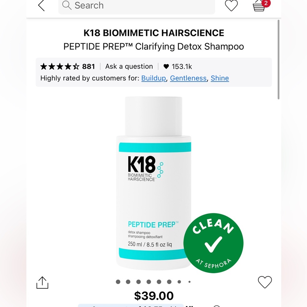 BRAND NEW NWT K18 Peptide Prep Clarifying Detox Shampoo